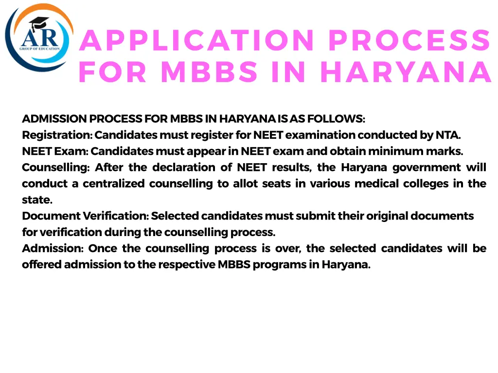 application process for mbbs in haryana