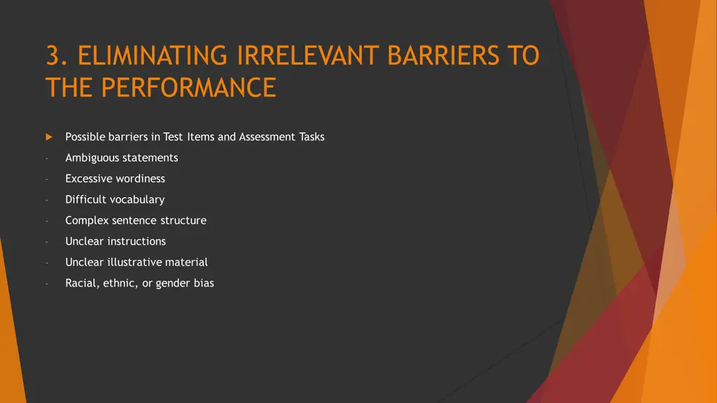 3 eliminating irrelevant barriers