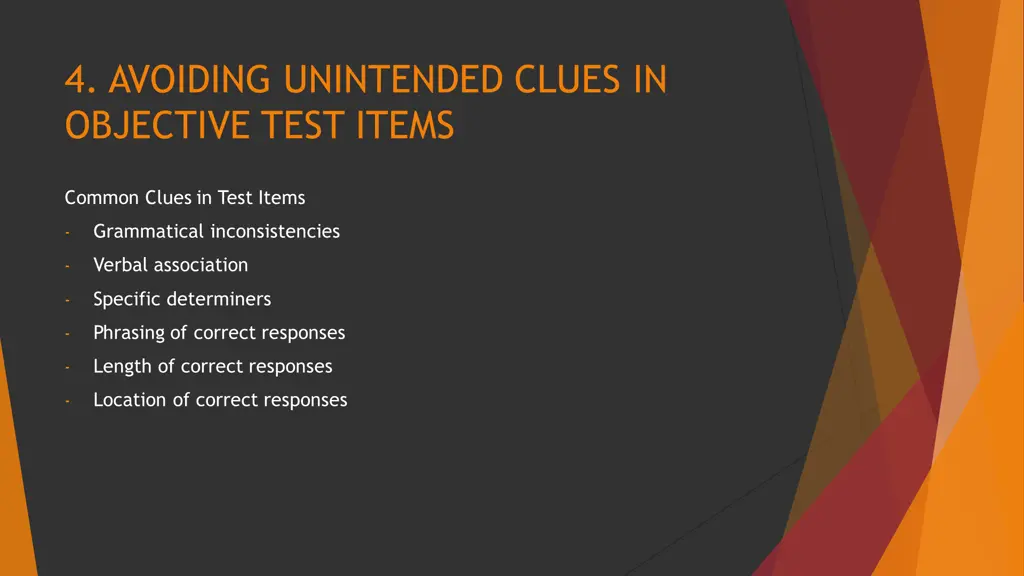 4 avoiding unintended clues in objective test