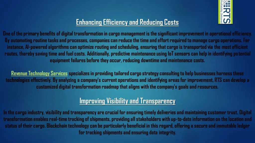enhancing efficiency and reducing costs