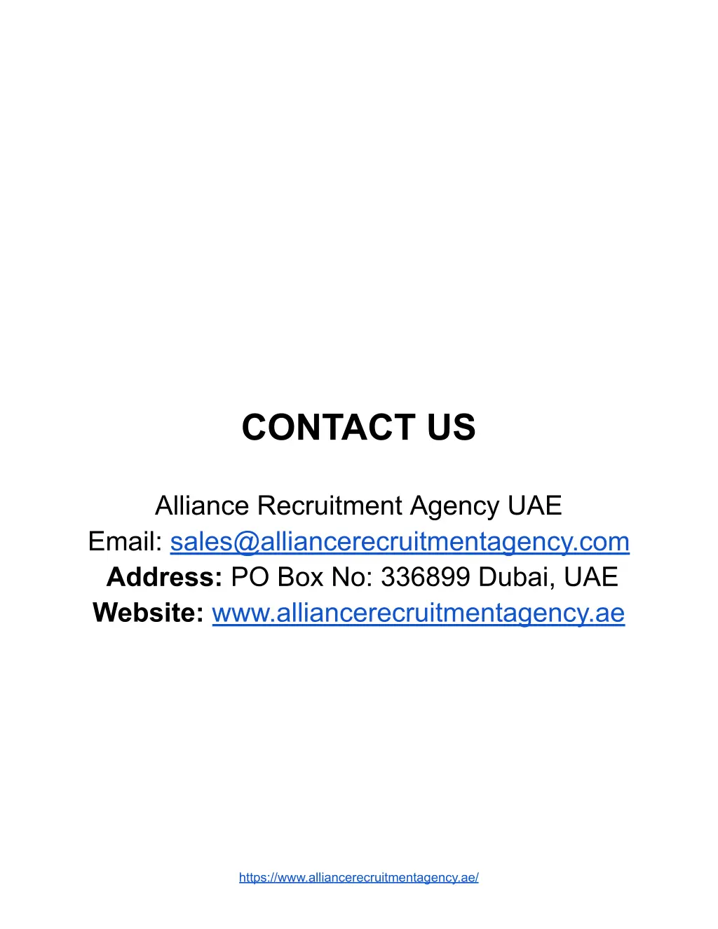 contact us alliance recruitment agency uae email