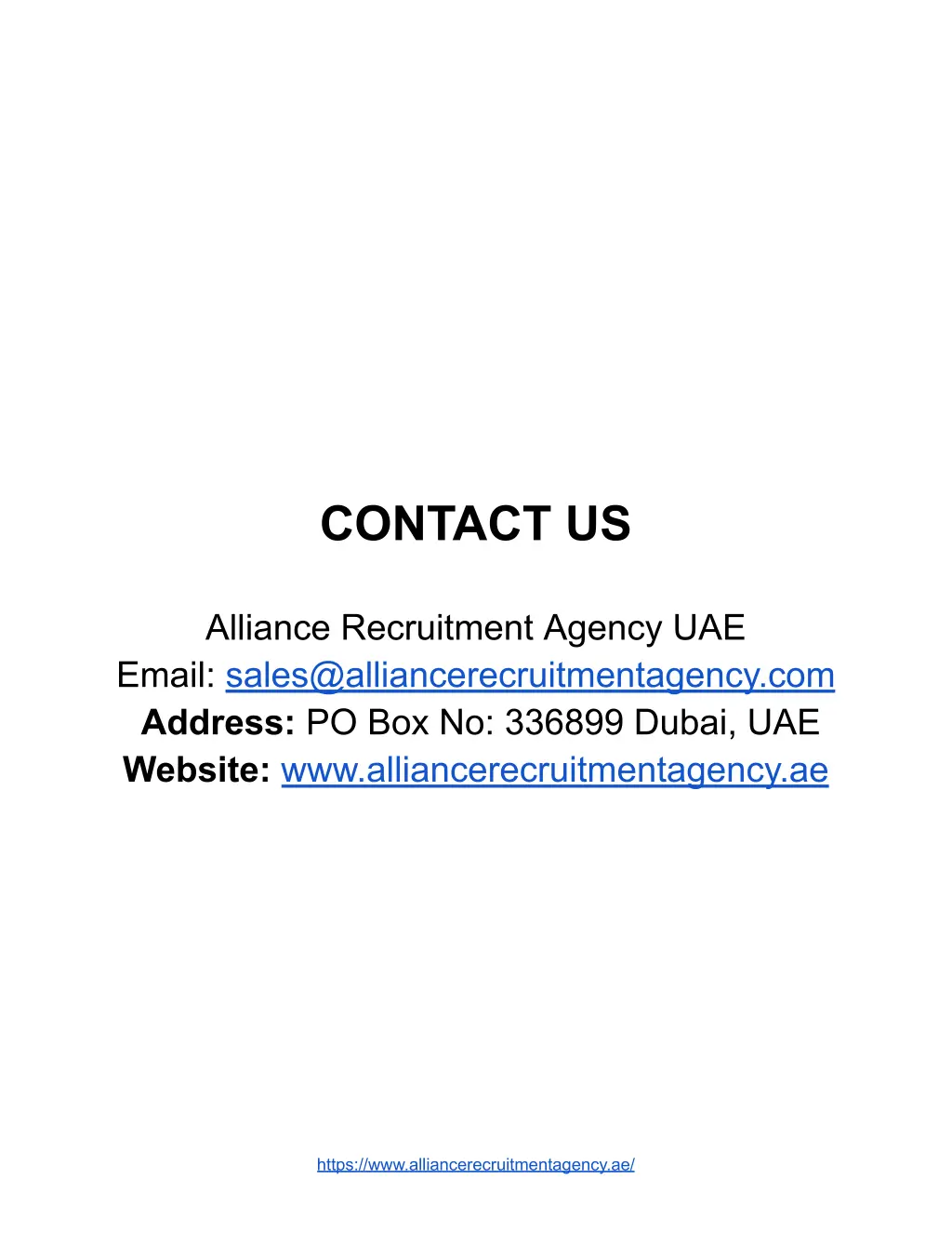 contact us alliance recruitment agency uae email