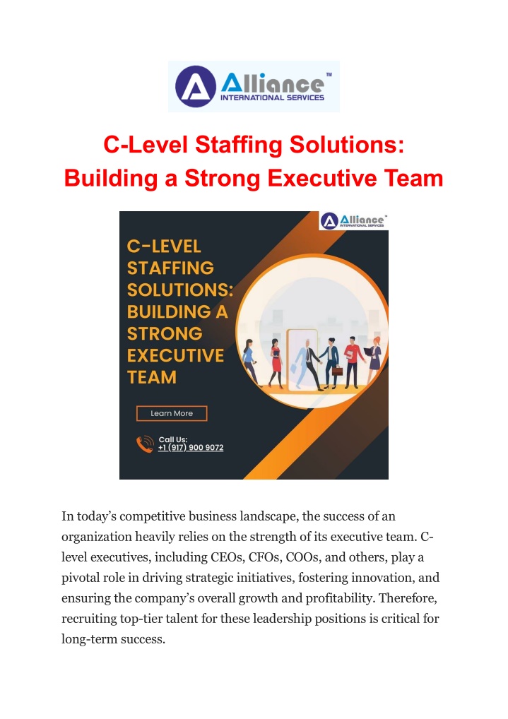 c level staffing solutions building a strong