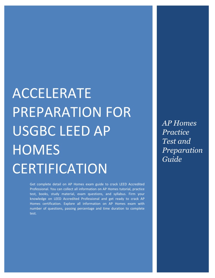 accelerate preparation for usgbc leed ap homes