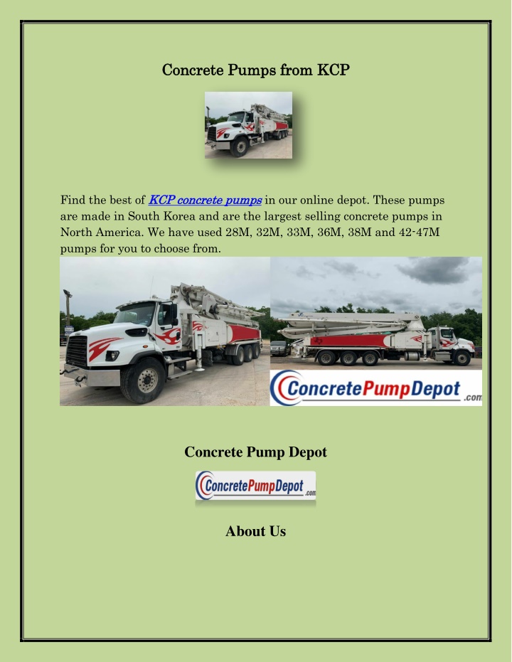 conc concrete pu rete pump