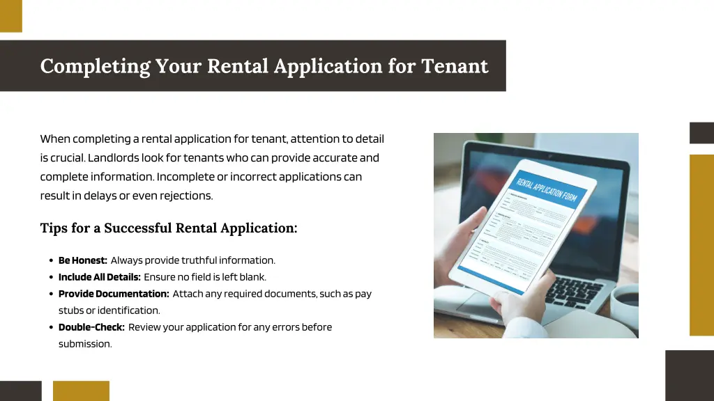 completing your rental application for tenant