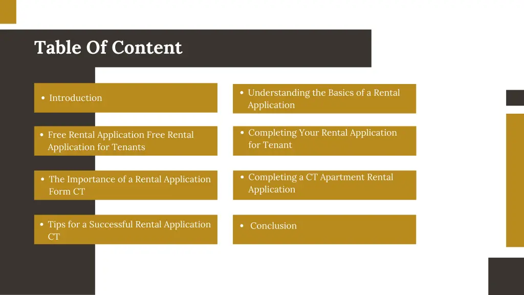 table of content