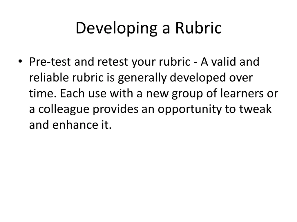 developing a rubric