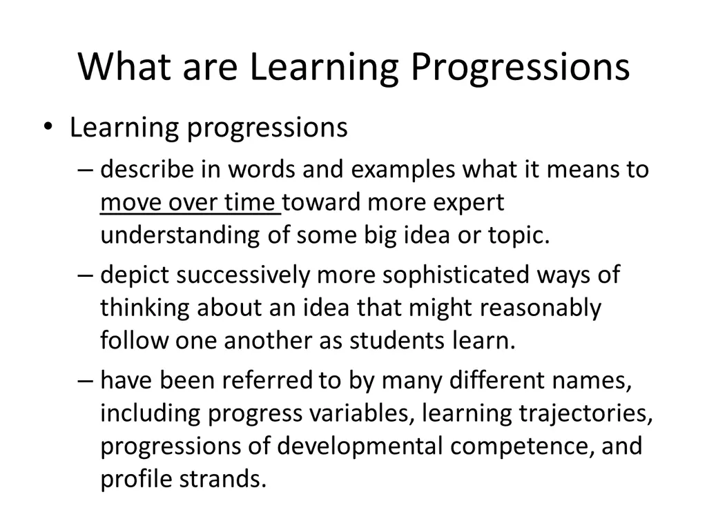 what are learning progressions