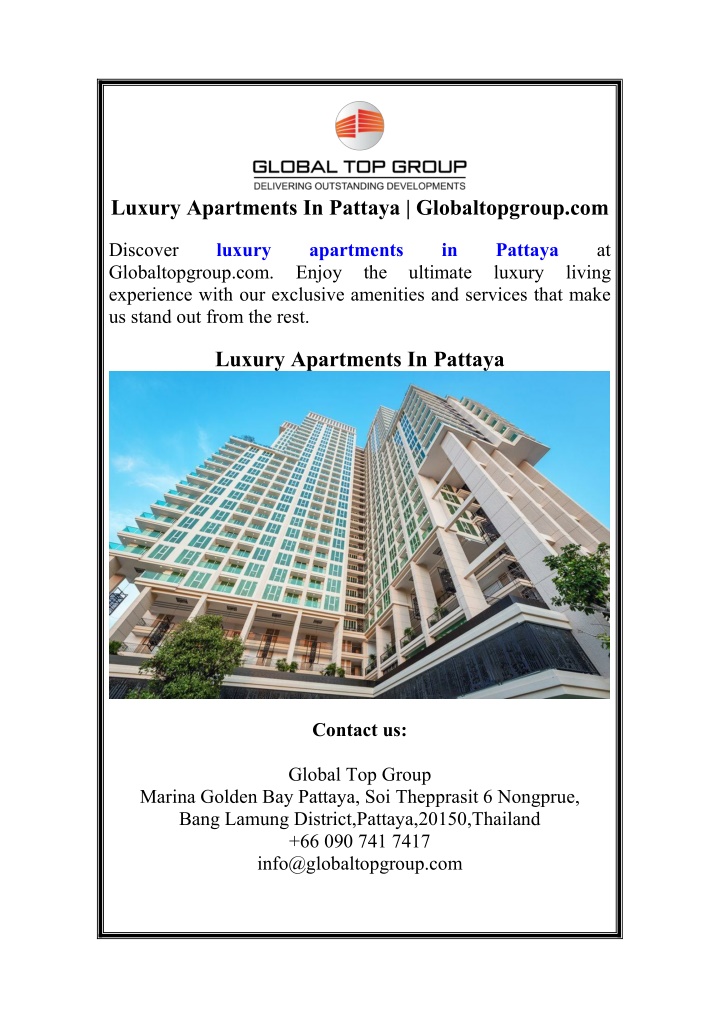 luxury apartments in pattaya globaltopgroup com