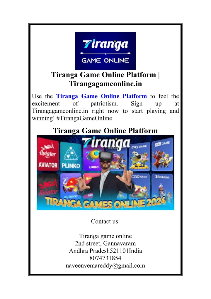 tiranga game online platform tirangagameonline in