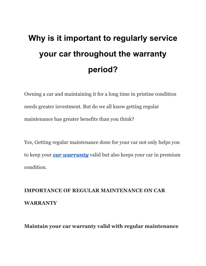 why is it important to regularly service