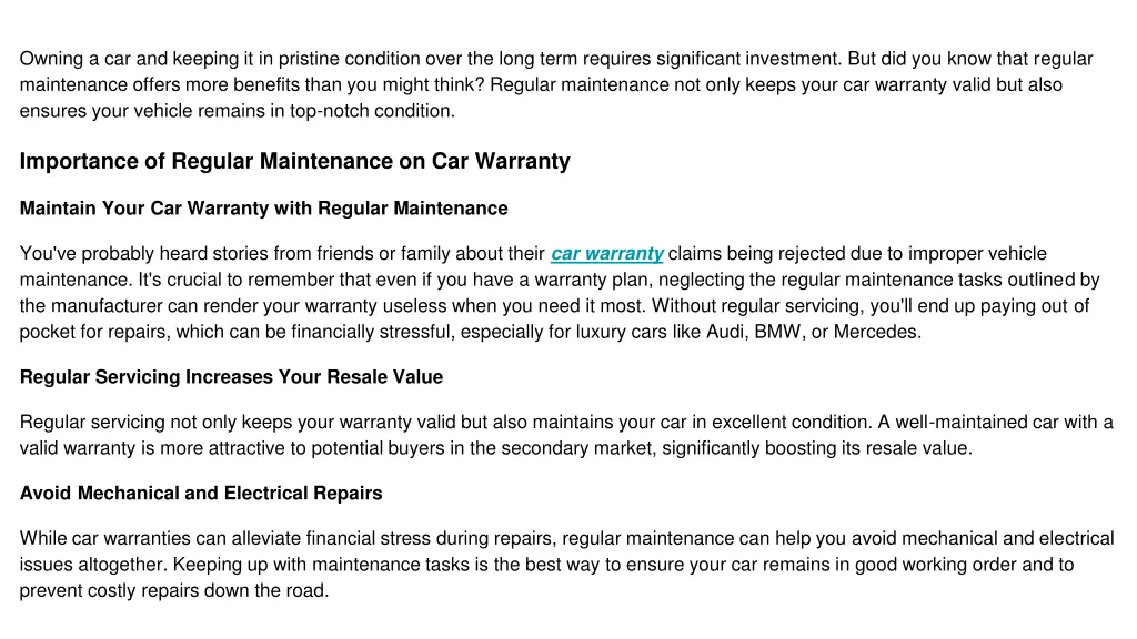 owning a car and keeping it in pristine condition