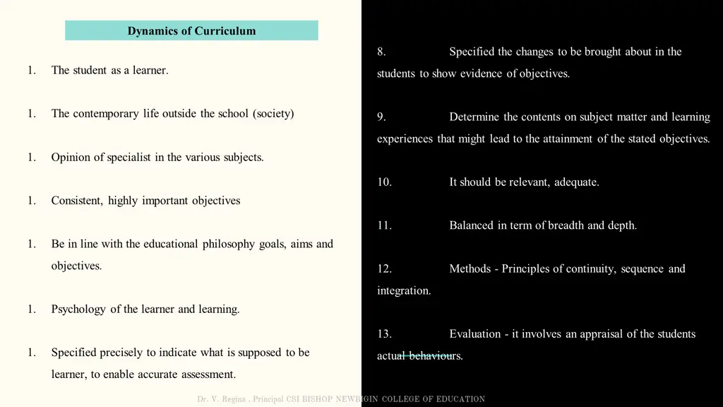 dynamics of curriculum