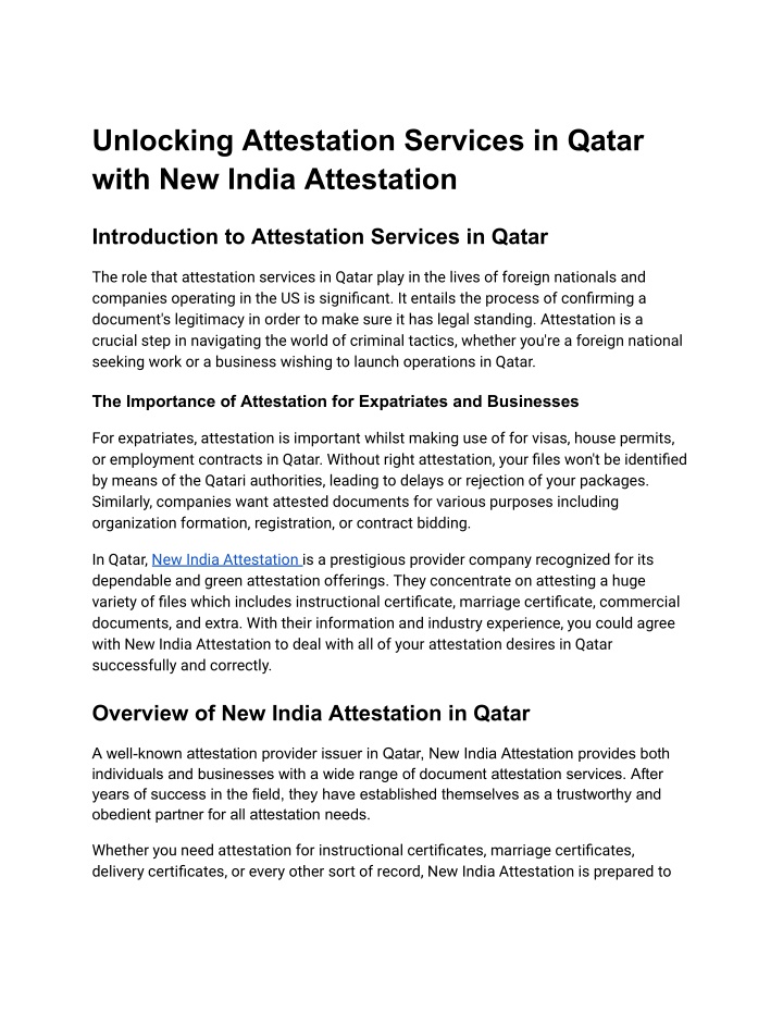 unlocking attestation services in qatar with