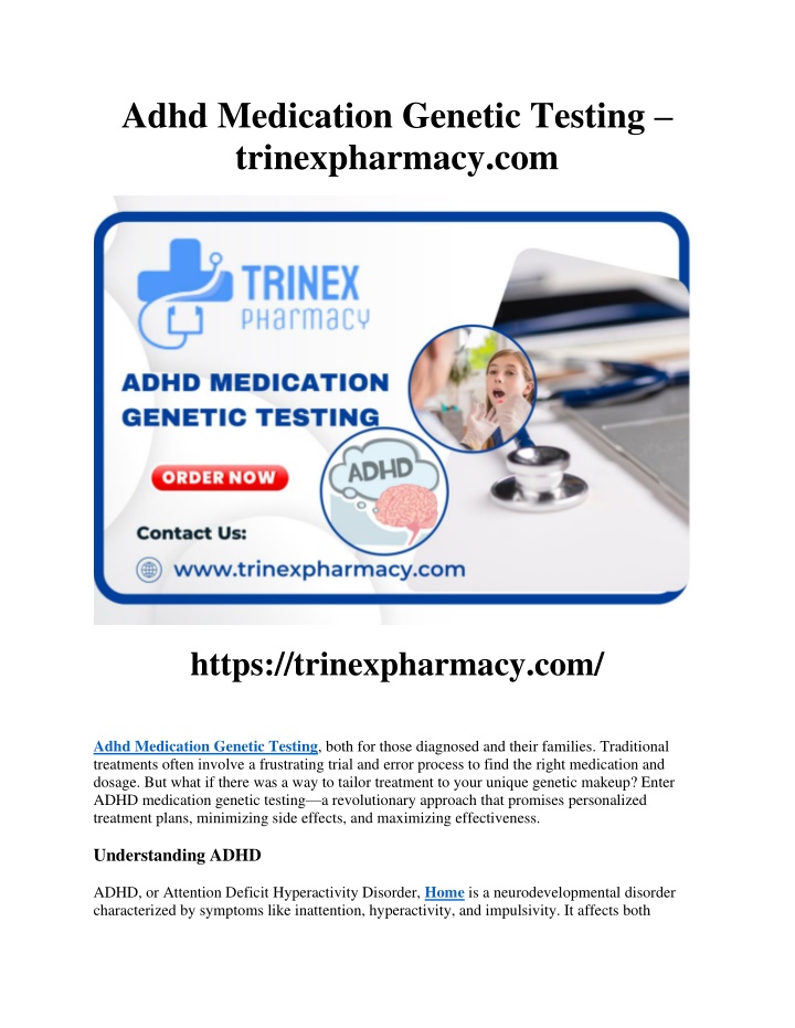 adhd medication genetic testing trinexpharmacy com