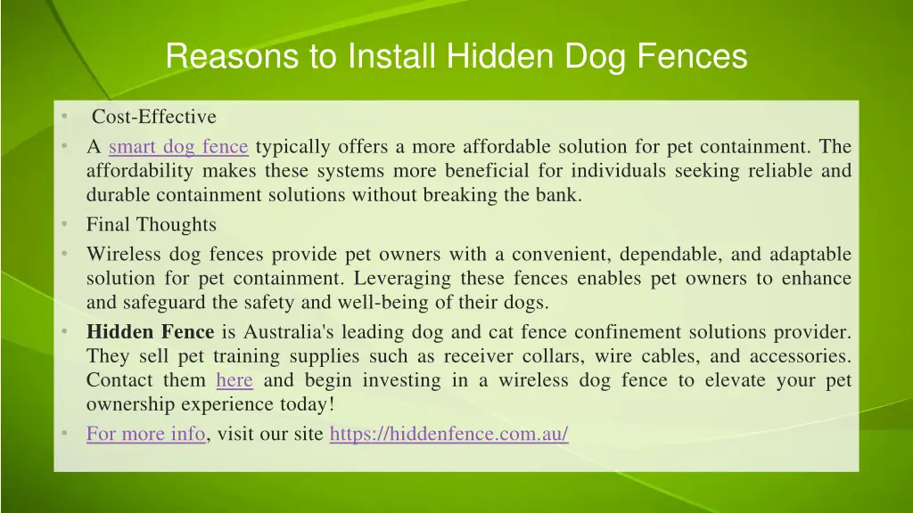 reasons to install hidden dog fences 1