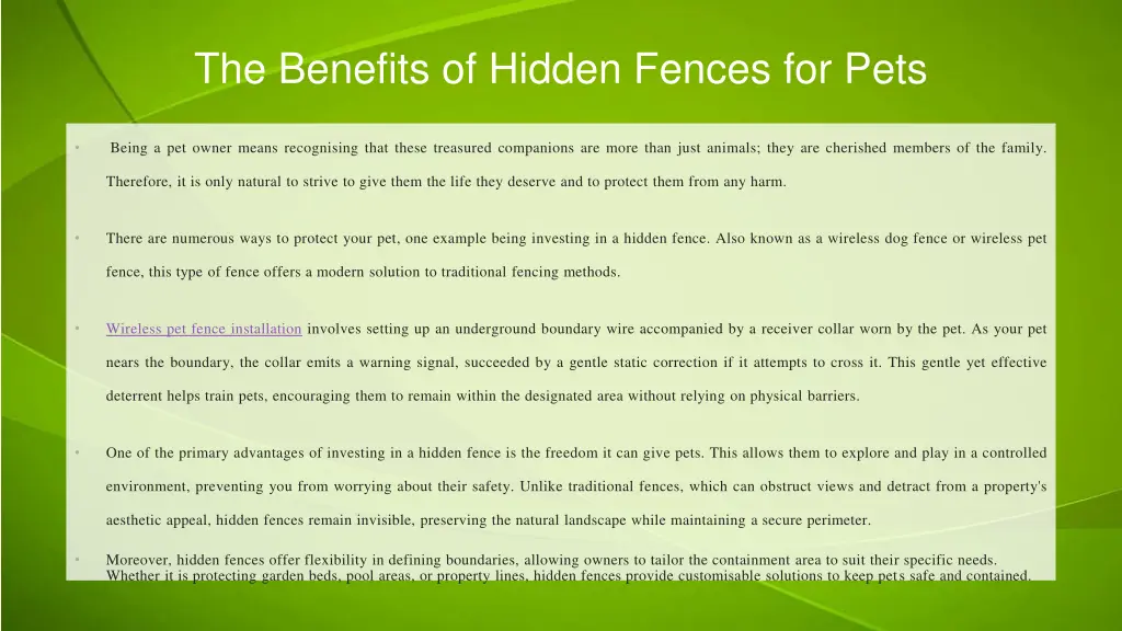 the benefits of hidden fences for pets