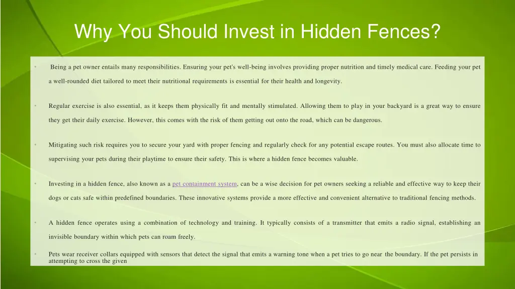 why you should invest in hidden fences