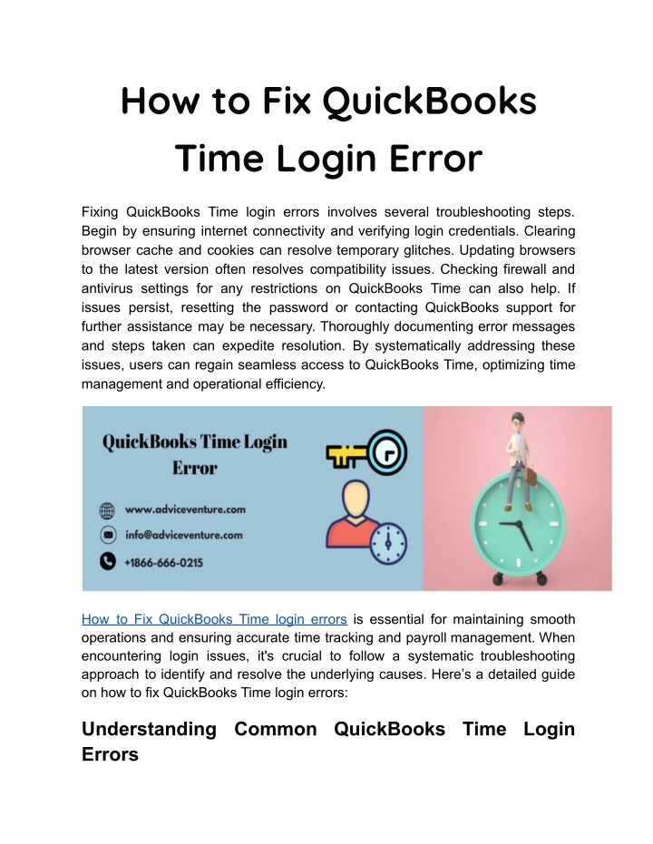 how to fix quickbooks time login error