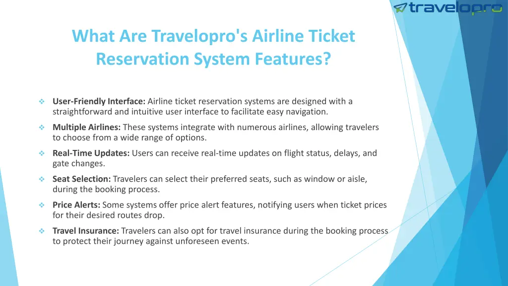 what are travelopro s airline ticket reservation