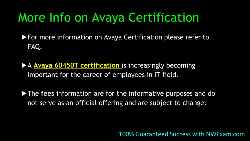 more info on avaya certification