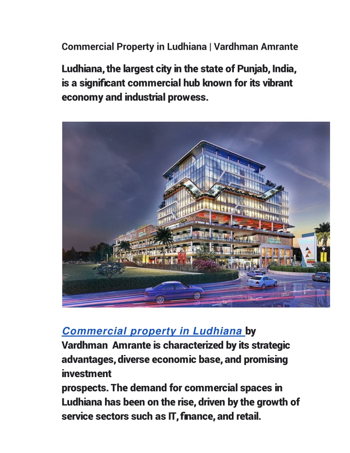 commercial property in ludhiana vardhman amrante