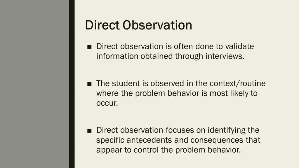 direct observation direct observation