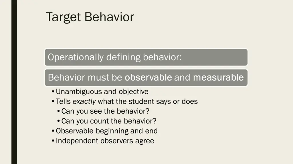 target behavior