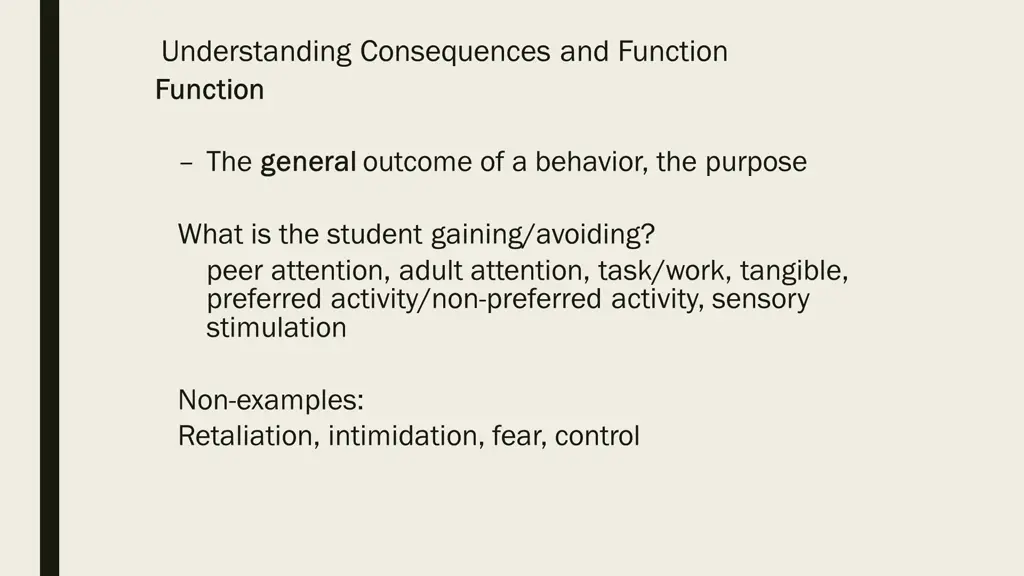 understanding consequences and function function