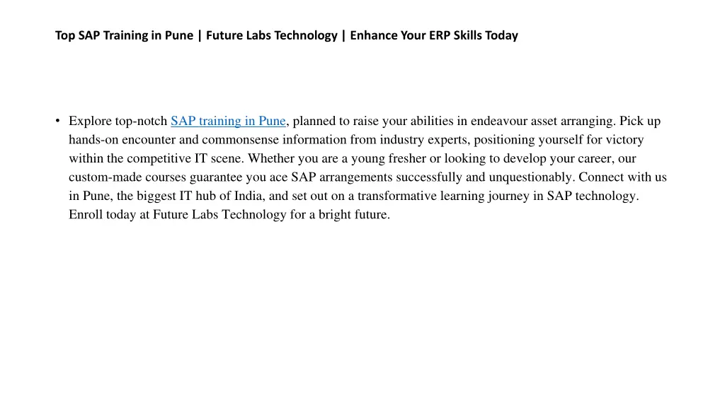 top sap training in pune future labs technology