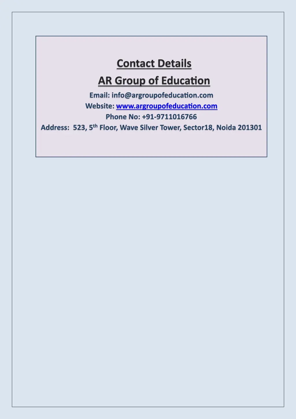 contact details ar group of education