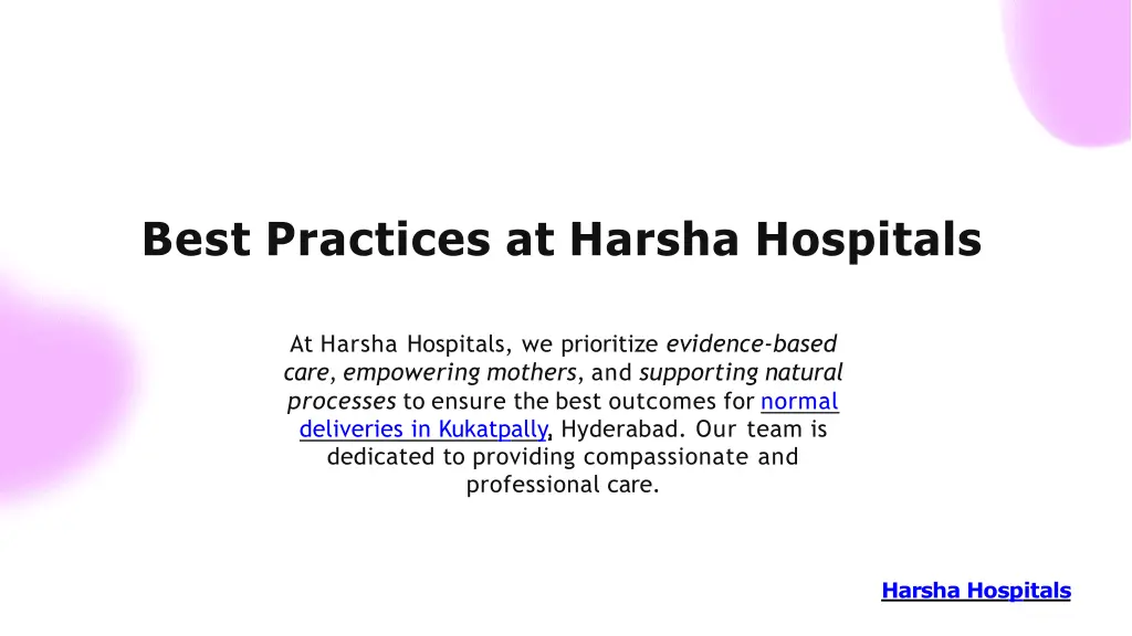best practices at harsha hospitals