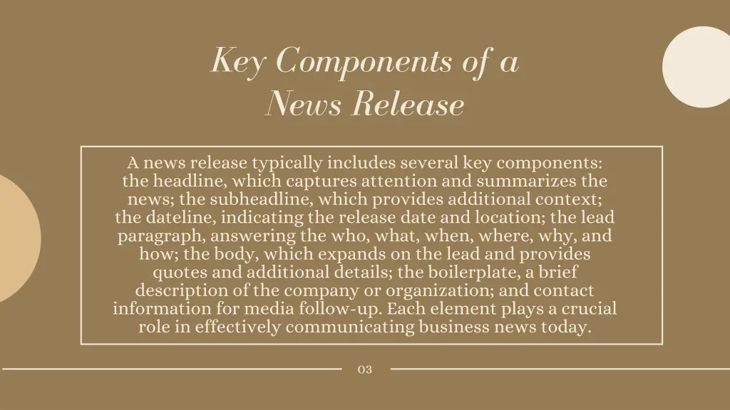 key components of a news release