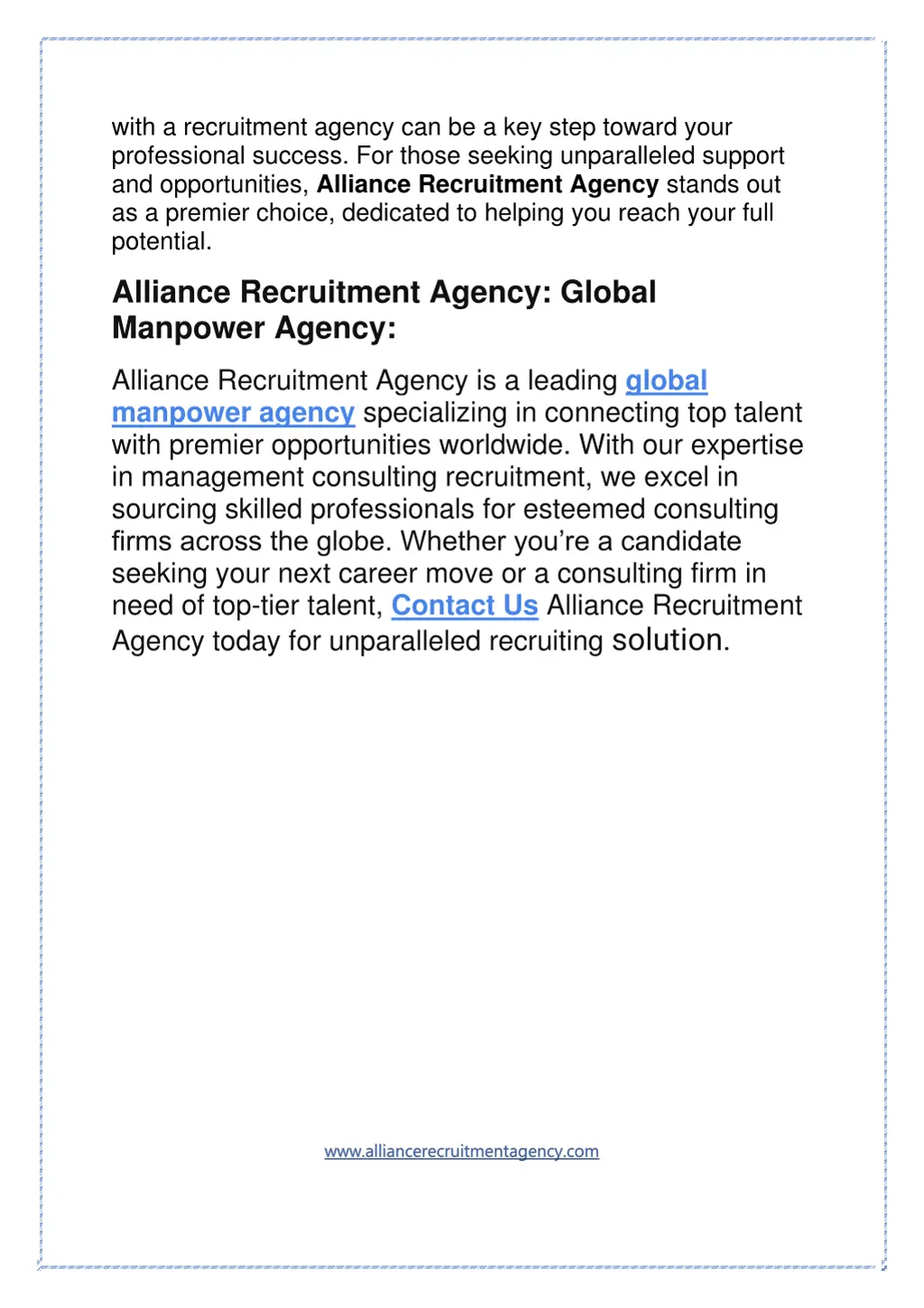 with a recruitment agency can be a key step