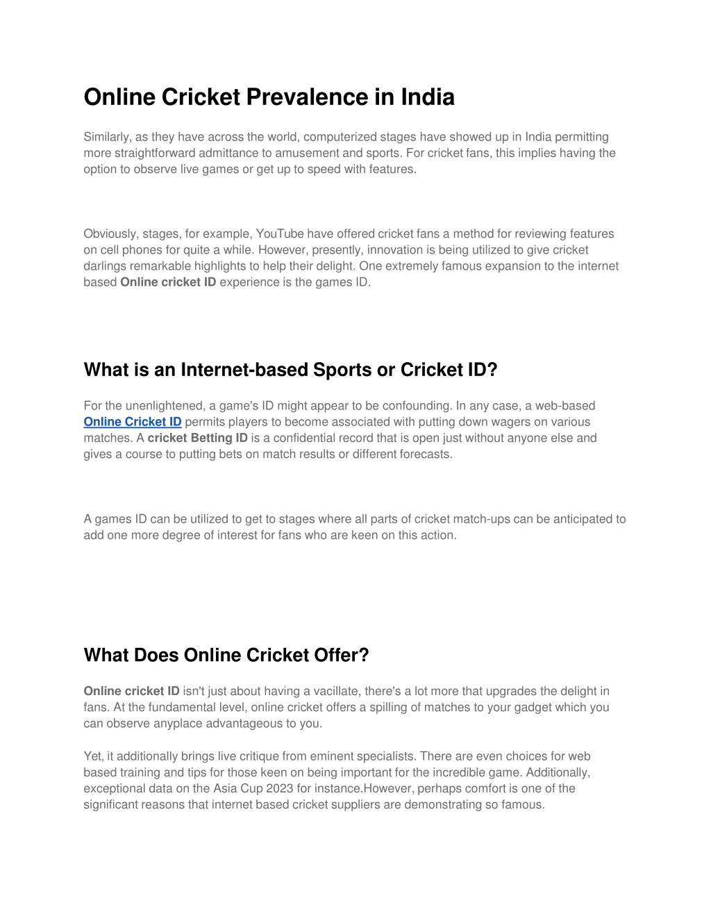 online cricket prevalence in india