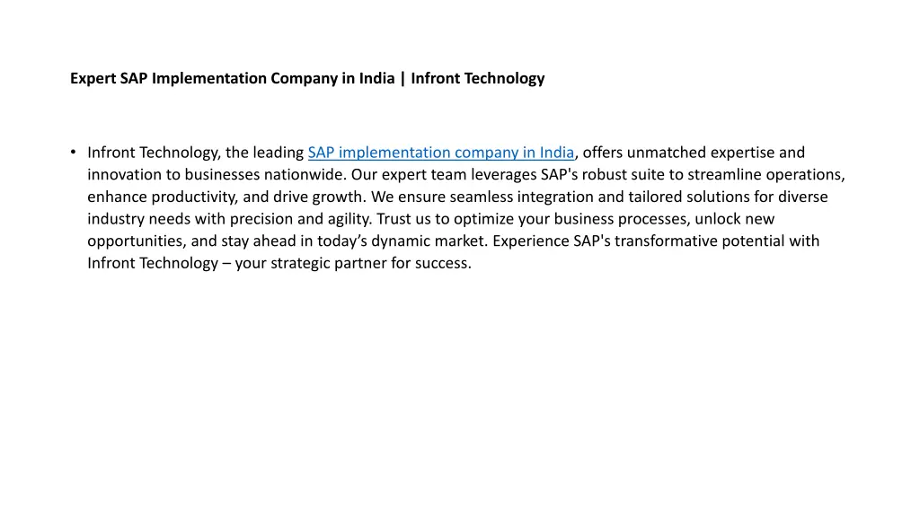 expert sap implementation company in india