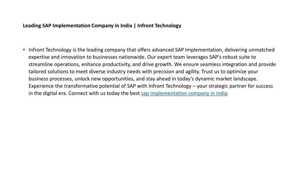 leading sap implementation company in india