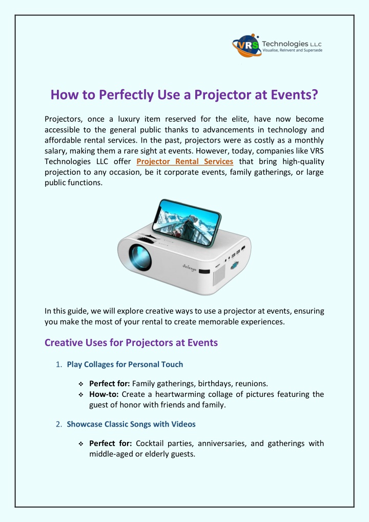 how to perfectly use a projector at events