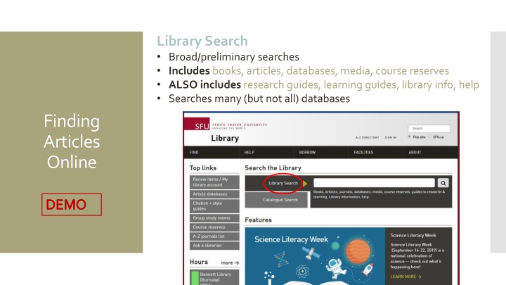 library search broad preliminary searches