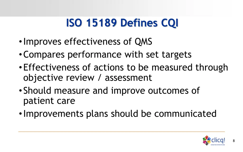 iso 15189 defines cqi