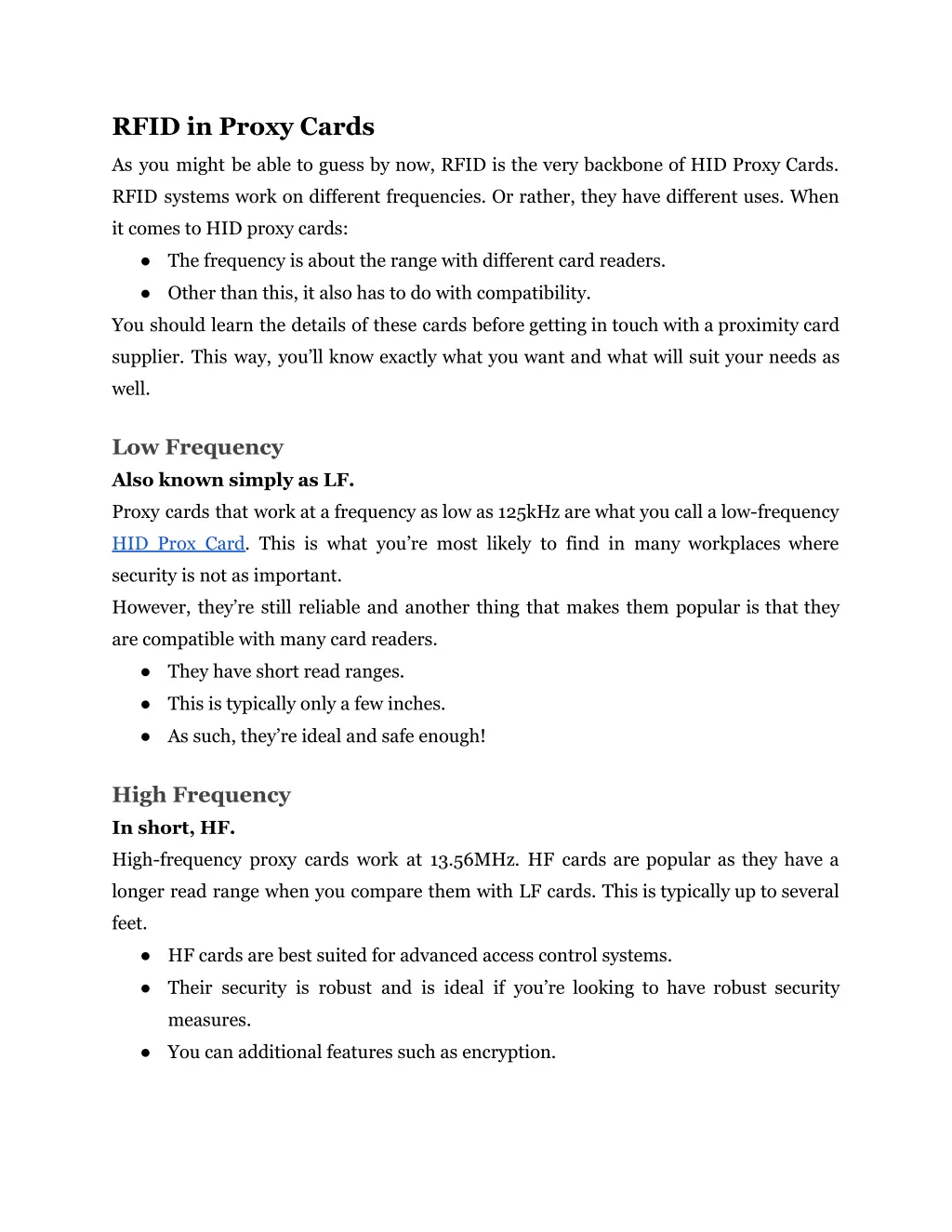 rfid in proxy cards