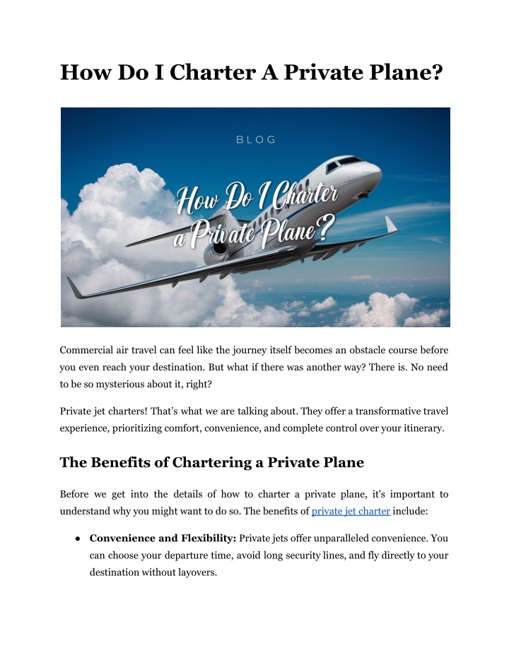 how do i charter a private plane