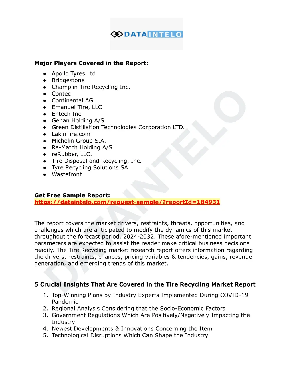 major players covered in the report