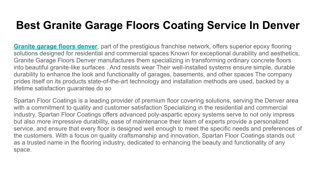 best granite garage floors coating service