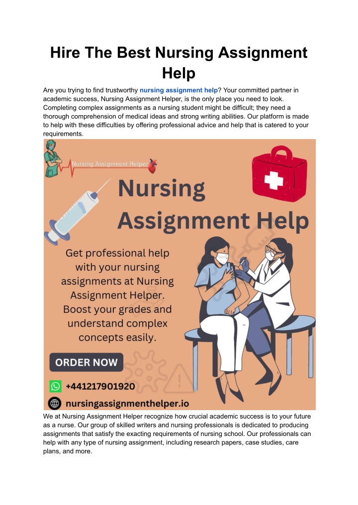 hire the best nursing assignment help