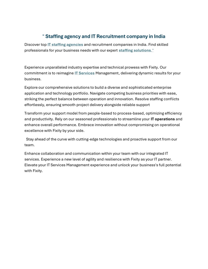 staffing agency and it recruitment company