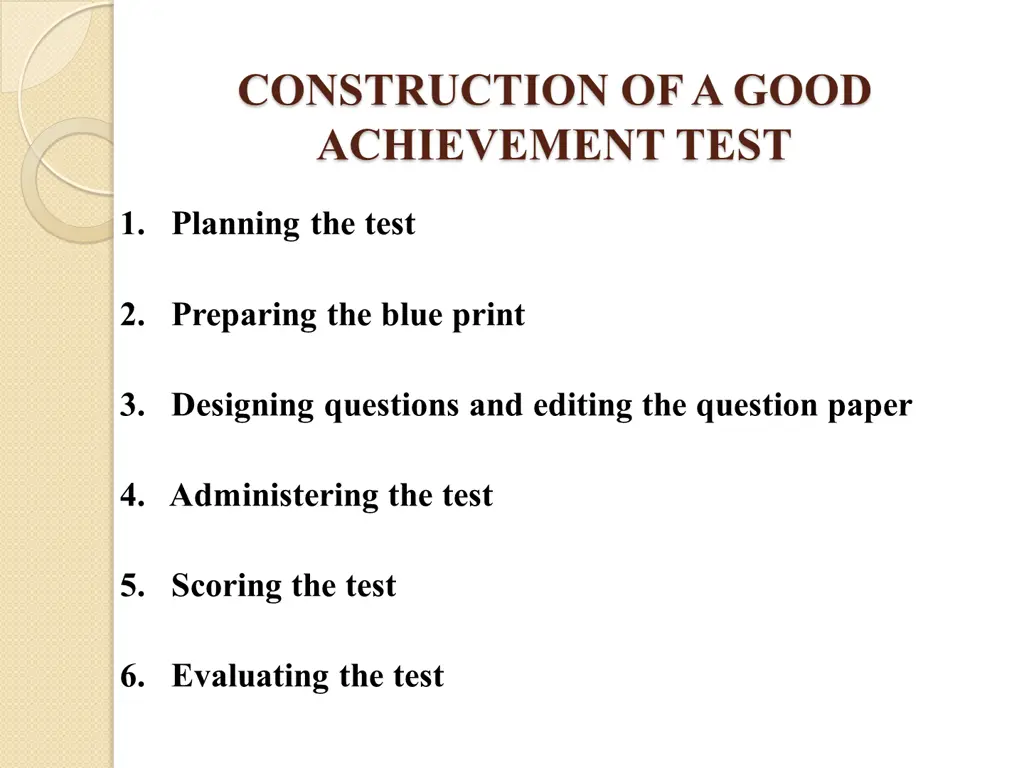 construction of a good achievement test