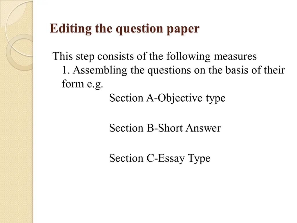 editing the question paper