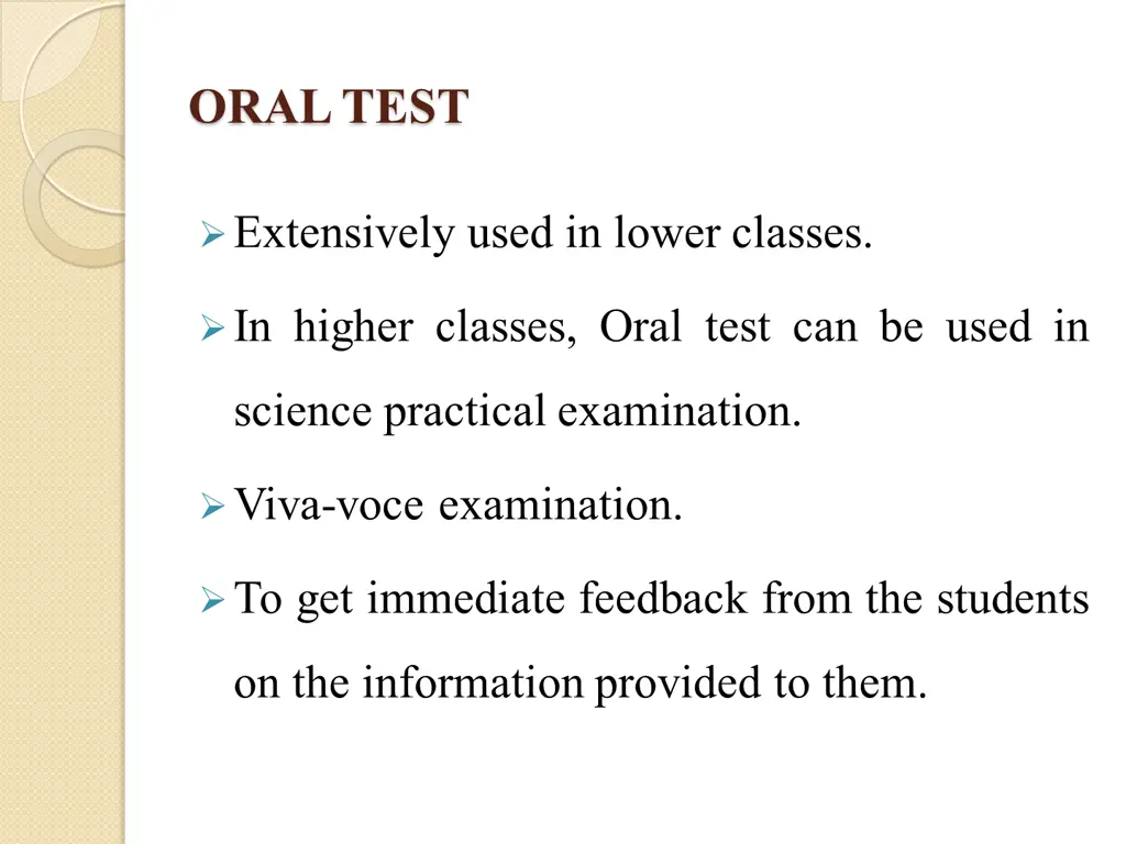 oral test